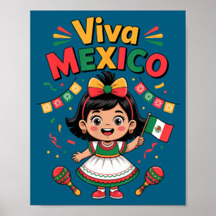 Mexikanisches Mädchen Viva Mexico-Shirt mexikanisc Poster