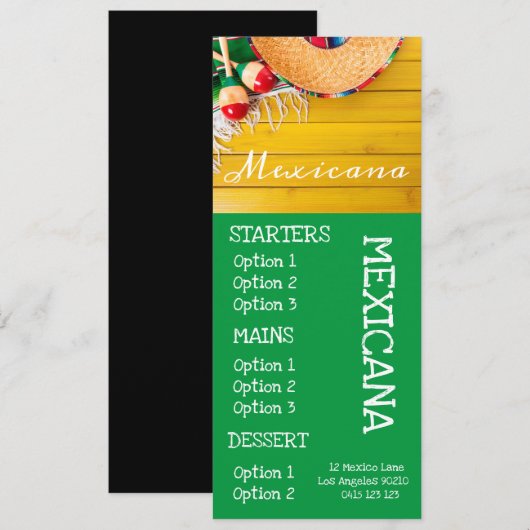 Mexikanisches Menükarte (Vorne/Hinten)