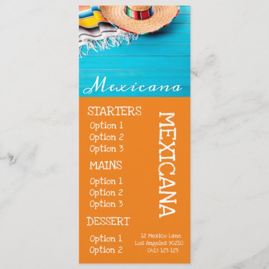 Mexikanisches Menükarte (Vorderseite)