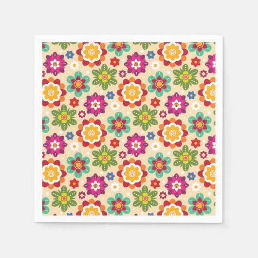 mexikanisches Muster für Blume der Volkskunst Serviette (Vorderseite)