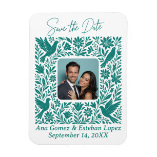 Mexikanisches Otomí-Floral-Border-Save the Date-Fo Magnet