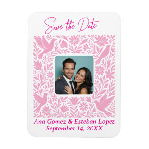 Mexikanisches Otomí-Floral-Border-Save the Date-Fo Magnet