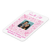 Mexikanisches Otomí-Floral-Border-Save the Date-Fo Magnet (Linke Seite)