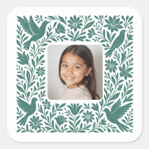 Mexikanisches Otomí Tenango Talavera mit Foto Quadratischer Aufkleber