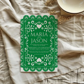 Mexikanisches Papel Picado Hochzeit des grünen Vol Einladung