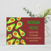 mexikanisches Party Fiesta guacamole avocado Einladung (Stehend Vorderseite)