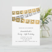 Mexikanisches Party Imitate Goldene Foil Erwachsen Einladung (Stehend Vorderseite)