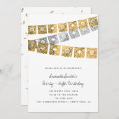 Mexikanisches Party Imitate Goldene Foil Erwachsen Einladung (Vorne/Hinten)