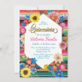 Mexikanisches Party Quinceanera Gold Glitzer Einladung (Vorderseite)