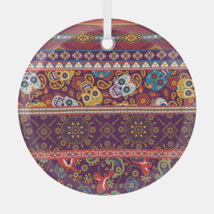 Mexikanisches Patchwork: traditionelles Vintage-De Ornament Aus Glas