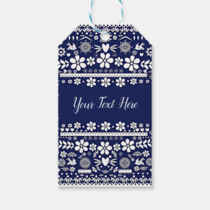 Mexikanisches Picado Navy Blau Papier Hochzeit Ehe Geschenkanhänger