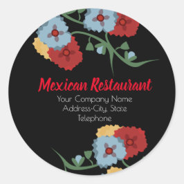 mexikanisches Restaurant Shop Blumengeschäft Label Runder Aufkleber