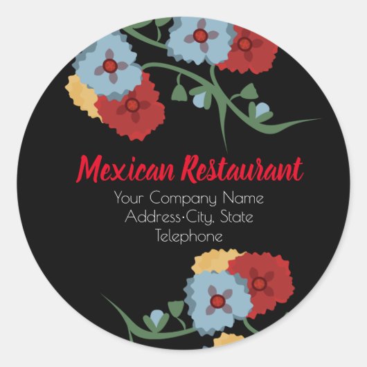 mexikanisches Restaurant Shop Blumengeschäft Label Runder Aufkleber (Vorderseite)