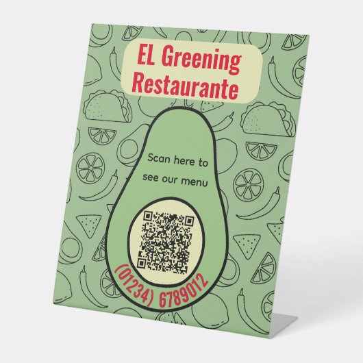 Mexikanisches Restaurant Spanischer Avocado Taco Q Sockelschild (Vorderseite)