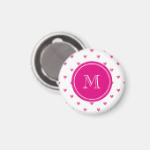 Mexikanisches Rosa Glitzer Herz mit Monogramm Magnet (Vorderseite/Rückseite)