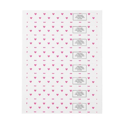 Mexikanisches rosa Glitzer-Herz-Muster Rundum-Adressaufkleber (Bogen)