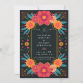 Mexikanisches Rustikales Elegantes Floral Rancho H Save The Date (Vorderseite)