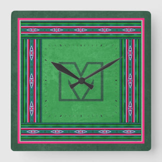 Mexikanisches Sarape-Muster mit (oder ohne) Monogr Quadratische Wanduhr