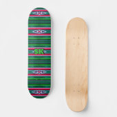 Mexikanisches Sarapusmuster mit Monogramm Skateboard (Vorderseite)