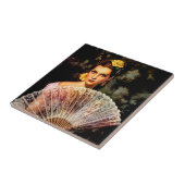 Mexikanisches Schönes Kalender Girl mit Spitzen Fa Fliese (Seite)