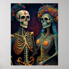 Mexikanisches Skelett Art Couple Till Death do us Poster