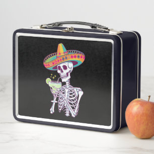 Mexikanisches Skelett Cinco De Mayo Margarita-Feie Metall Brotdose