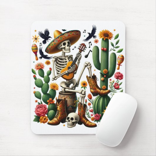 mexikanisches Skelett, das Gitarre spielt Mousepad (Mit Mouse)