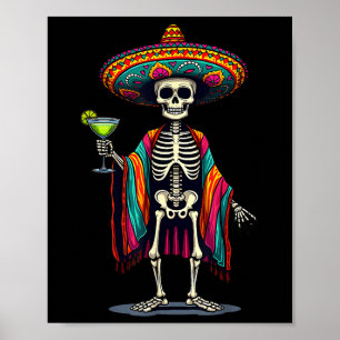 mexikanisches Skelett Sombrero Cinco De Mayo Fiest Poster