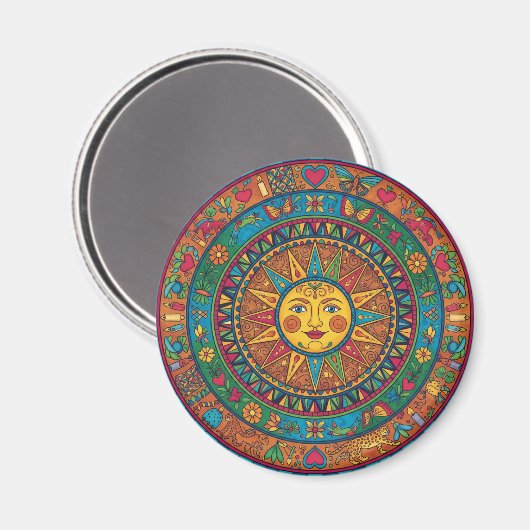 mexikanisches Sonnenmagnet Magnet (Vorderseite/Rückseite)