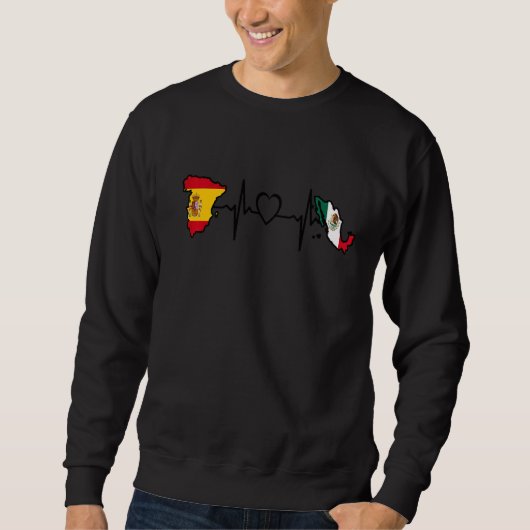 Mexikanisches Spanien Flag Mexikanisches Heartbeat Sweatshirt (Vorderseite)