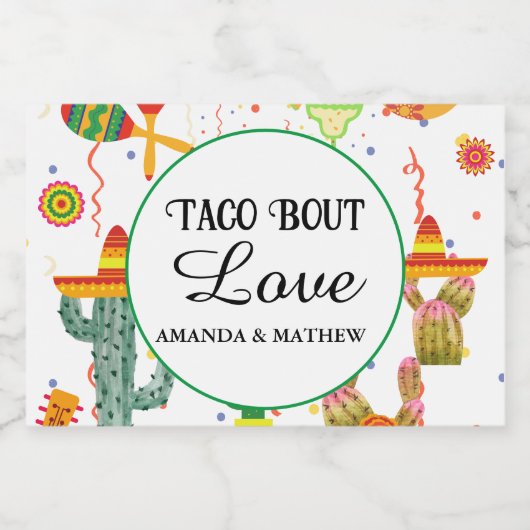 Mexikanisches Taco Bout Liebe Brautparty Gastgesch Schaumweinetikett (Einzelnes Label)
