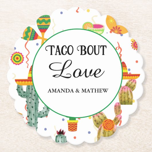 Mexikanisches Taco Bout Liebe Brautparty Gastgesch Untersetzer (Vorderseite)