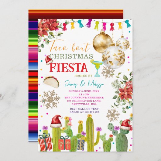 Mexikanisches Taco über Weihnachten-Fiesta-Feierta Einladung (Vorne/Hinten)