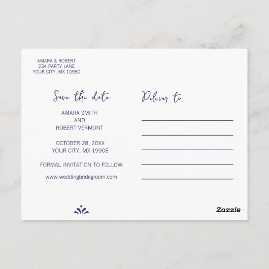 MEXIKANISCHES TALAVERA HERZ SAVE THE DATE POSTKARTE (Rückseite)