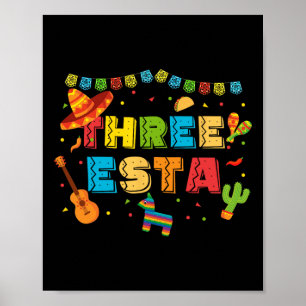 Mexikanisches Thema 3. Geburtstag 3 Jahre Jung Kin Poster