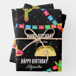 Mexikanisches Thema Fiesta - Taco Bout a Birthday Geschenkpapier Set
