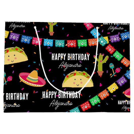 Mexikanisches Thema Fiesta - Taco Bout a Birthday Große Geschenktüte (Rückseite)