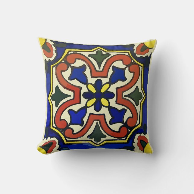 Mexikanisches Tile Blue Kissen (Vorderseite)