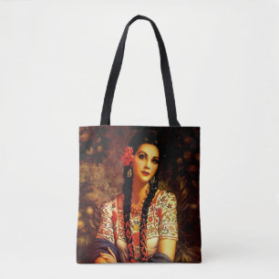 Mexikanisches Vintage Pin-Up Mädchen mit langen Zö Tasche