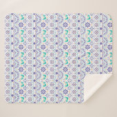 Mexikanisches Vogel-Fliesen-Volkskunst-Muster Sherpadecke (Vorderseite (Horizontal))