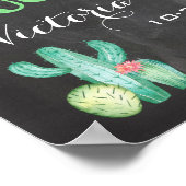 mexikanisches Watercolor-Kaktus-Banner Hochzeitsze Poster (Ecke)