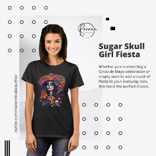Mexikanisches Zucker-Schädel-Mädchen-Fiesta-T-Shir T-Shirt