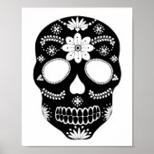 Mexikanisches Zuckerschädel Schwarz-Weiß-Poster Poster (Vorne)