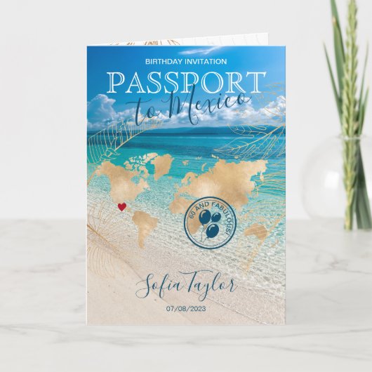 Mexiko 60 und Fabulous Birthday Passport Karte (Vorderseite)