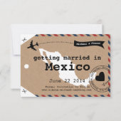 Mexiko Airmail Gepäckanhänger Save the Date mit Ka (Rückseite)