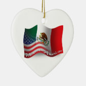 Mexiko-amerikanische wellenartig bewegende Flagge Keramik Ornament (Rechts)