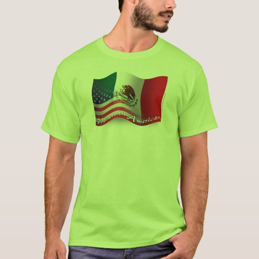 Mexiko-amerikanische wellenartig bewegende Flagge T-Shirt (Vorderseite)