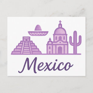 Mexiko Aquarell • Minimalistische Linienkunst Mex Postkarte