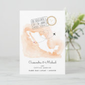 Mexiko Aquarellkarte | Cabo | HOCHZEIT IN URLAUBSO (Stehend Vorderseite)