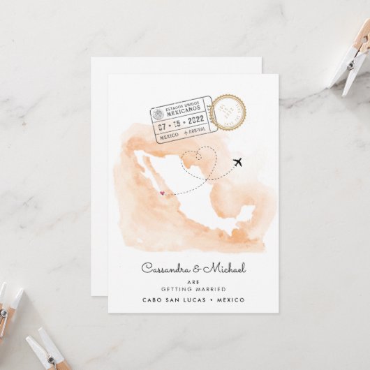 Mexiko Aquarellkarte | Cabo | HOCHZEIT IN URLAUBSO (Vorderseite/Rückseite Beispiel)